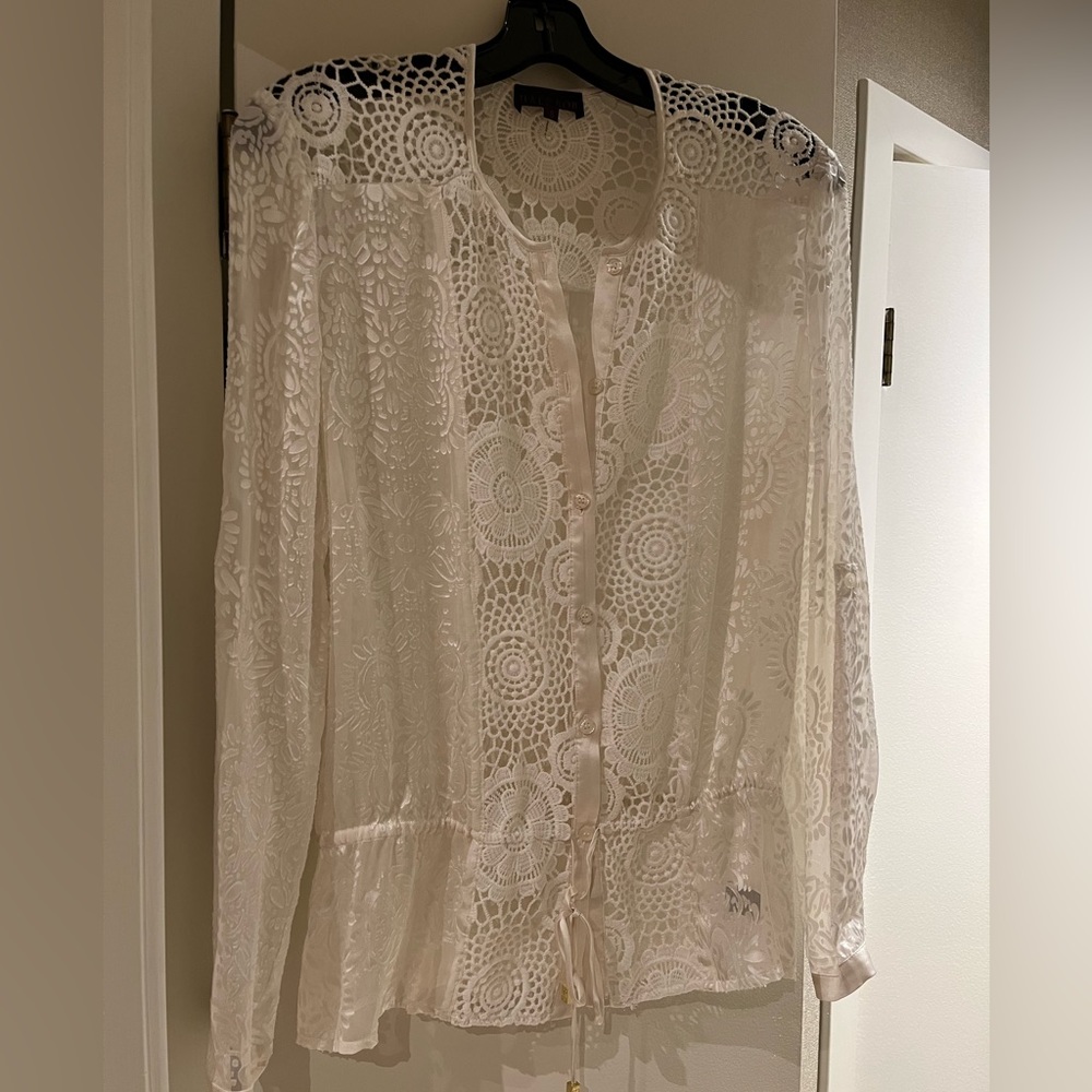 Hale Bob silk eyelet top